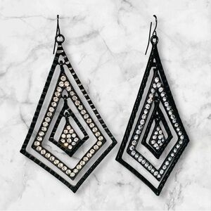Geometric Black and Silver Earrings